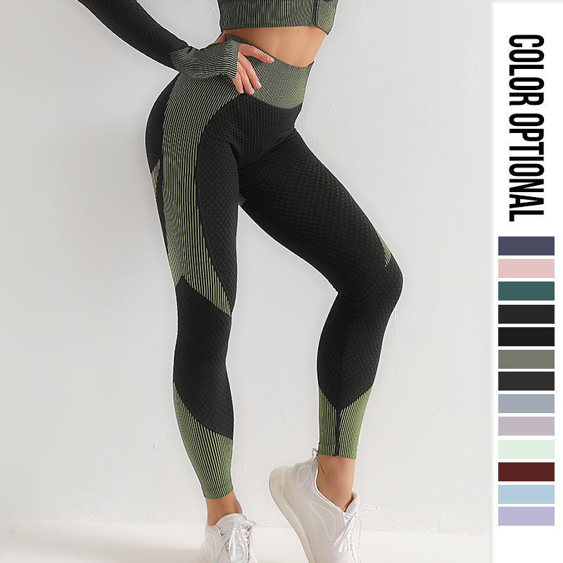 European and American Cross-border Yoga Pants New Seamless Spring and Summer Tight Belly Peach Hip Sports Fitness Skinny Legs Quick-drying