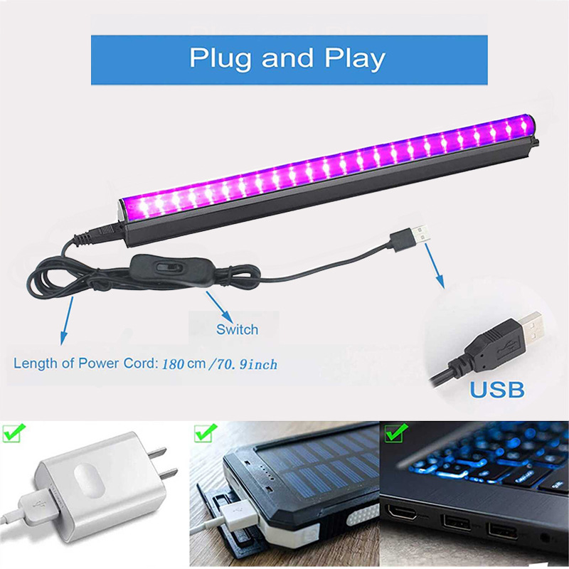 Picture of Black light LED UV tube bar KTV stage lamp T5T8 fluorescent detection violet light UV curing lamp