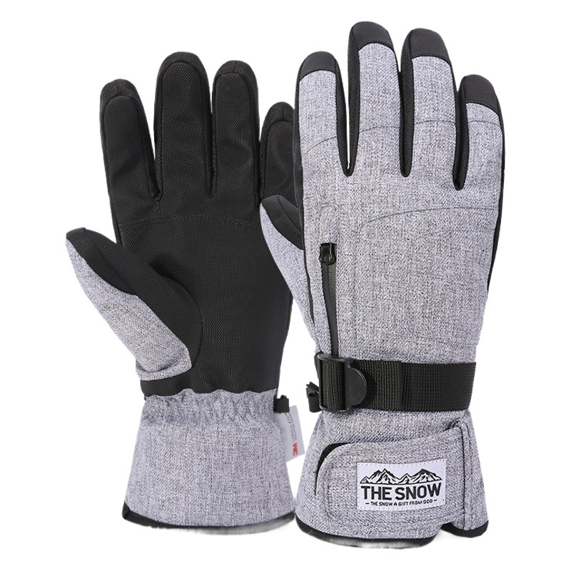 Men's Ski Gloves Are Warm in Winter, Windproof and Velvet-Lined, Ski Anti-Slip Sports Waterproof and Cold-Proof Touch Screen Velvet-Lined Gloves