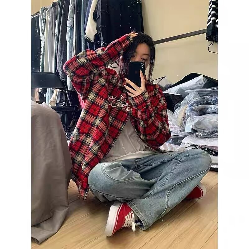 Picture of Design Plaid Shirt for Women, Japanese Retro Summer Shirt Jacket, New Niche 2025 Vintage Trendy Brand