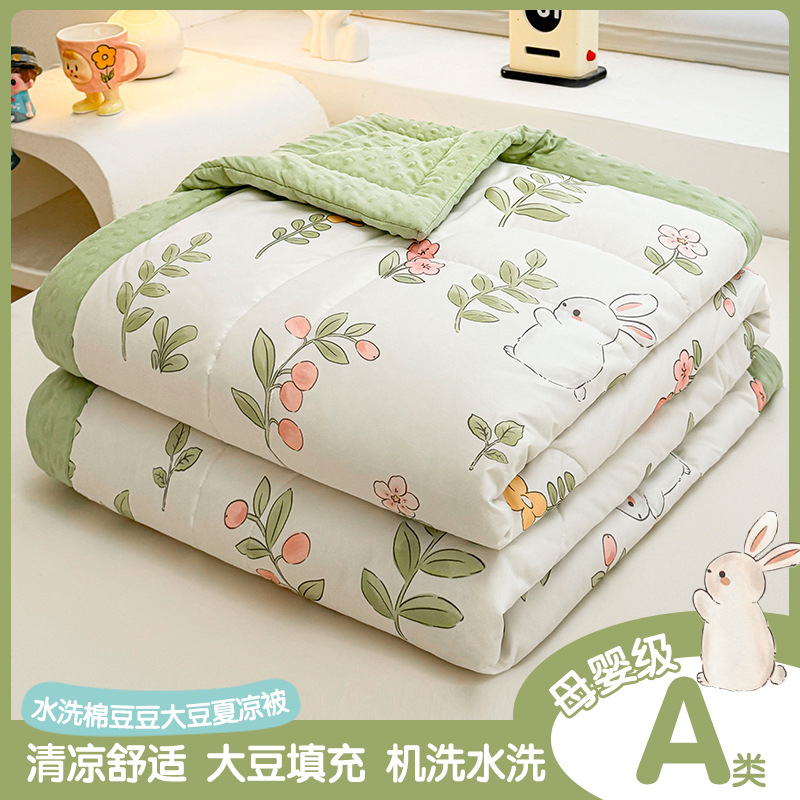 Picture of Class A Mother and Infant Grade Bean Summer Cool Quilt Air-conditioning Quilt Summer Double Quilt Core Machine Washable Single Children Summer Quilt