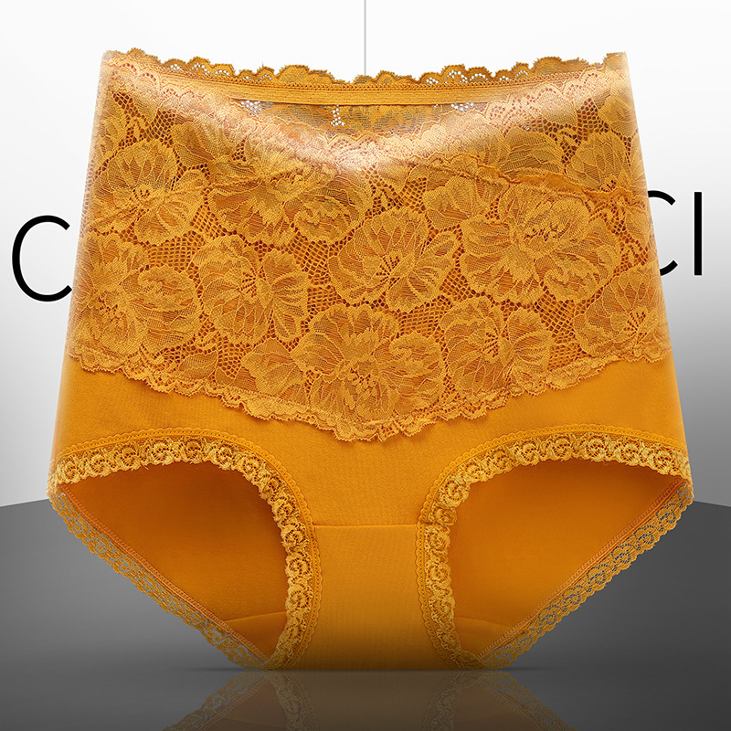 Picture of High-Waisted Lace Underwear for Women, Butt Lifting Pants for Women, Pure Cotton Crotch Fat Mm, Large Size Briefs for Women