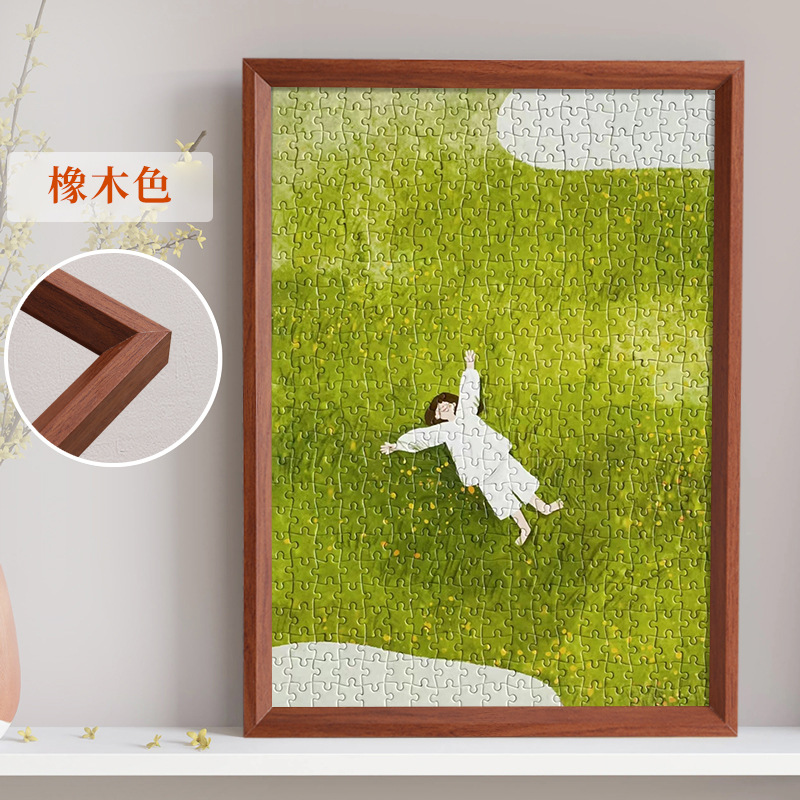 Picture of Wooden photo frame hanging wall a3A4 picture frame mounted self-mounted children's sketch oil painting display frame puzzle frame wholesale