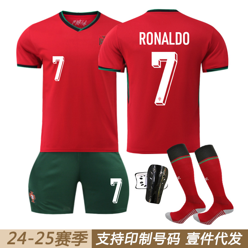 Euro 2024 Portugal home football uniform suit No.7 Ronaldo jersey national team training uniform cross-border wholesale