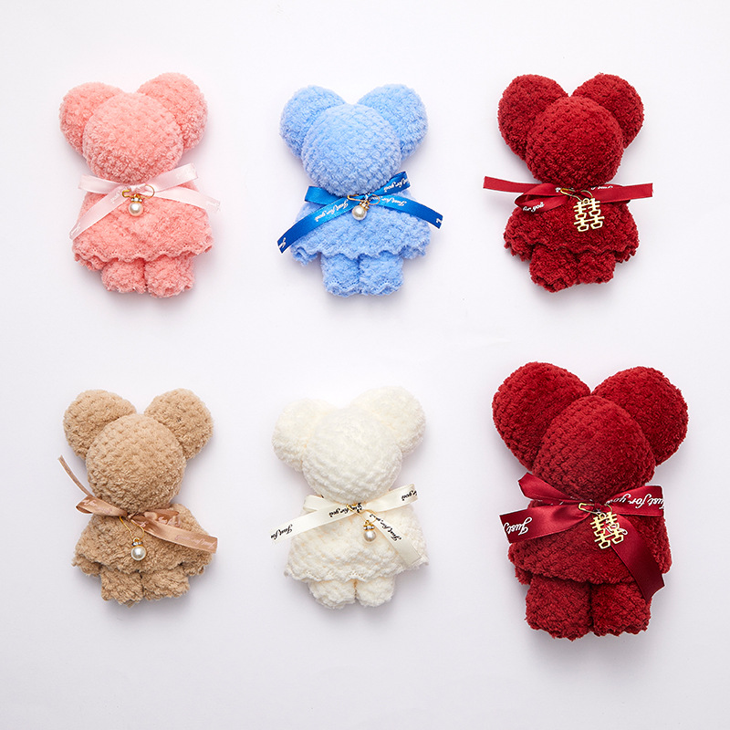 Picture of Wedding towel Red Bear towel Xi Pu creative wedding escort gift bridesmaid practical small gifts wholesale