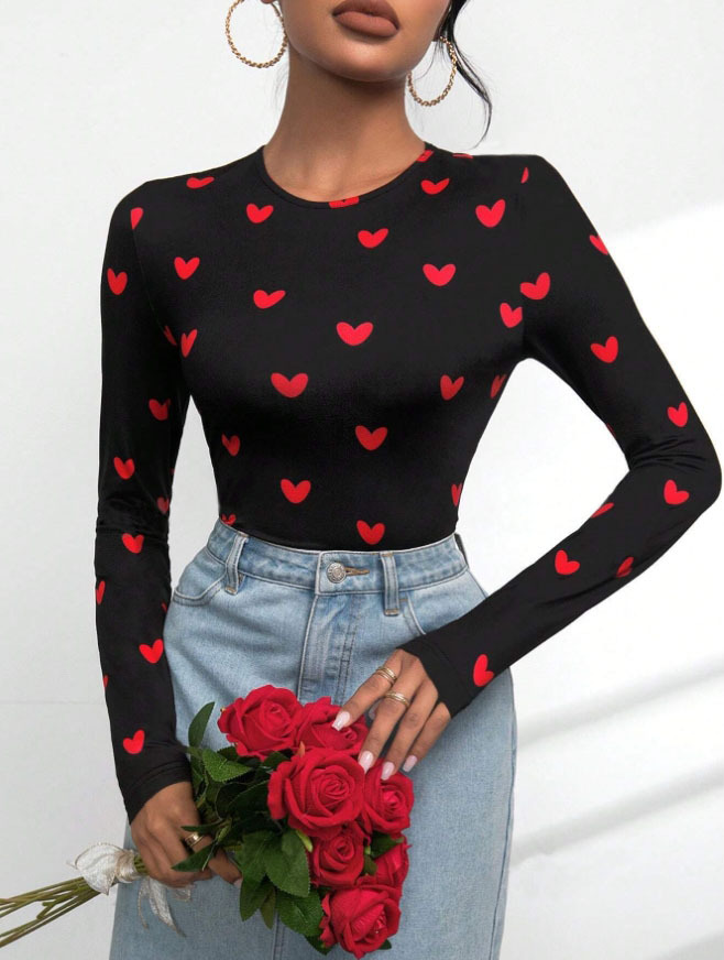 Picture of A large number of in stock 2024 Europe and the United States cross-border autumn and winter printed round neck long sleeve slim base shirt