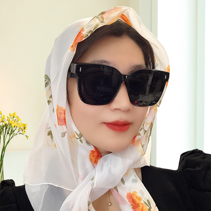Large Square Scarf Women Korean Scarf Printed Chiffon Scarf Large Size 95cm Headscarf Scarf Wholesale Scarf