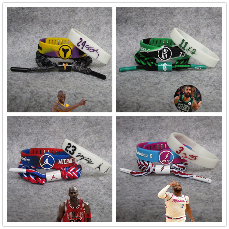 Basketball star Kobe James Owen Curry shoelaces camouflage adjustable luminous sports bracelet silicone wristband chain