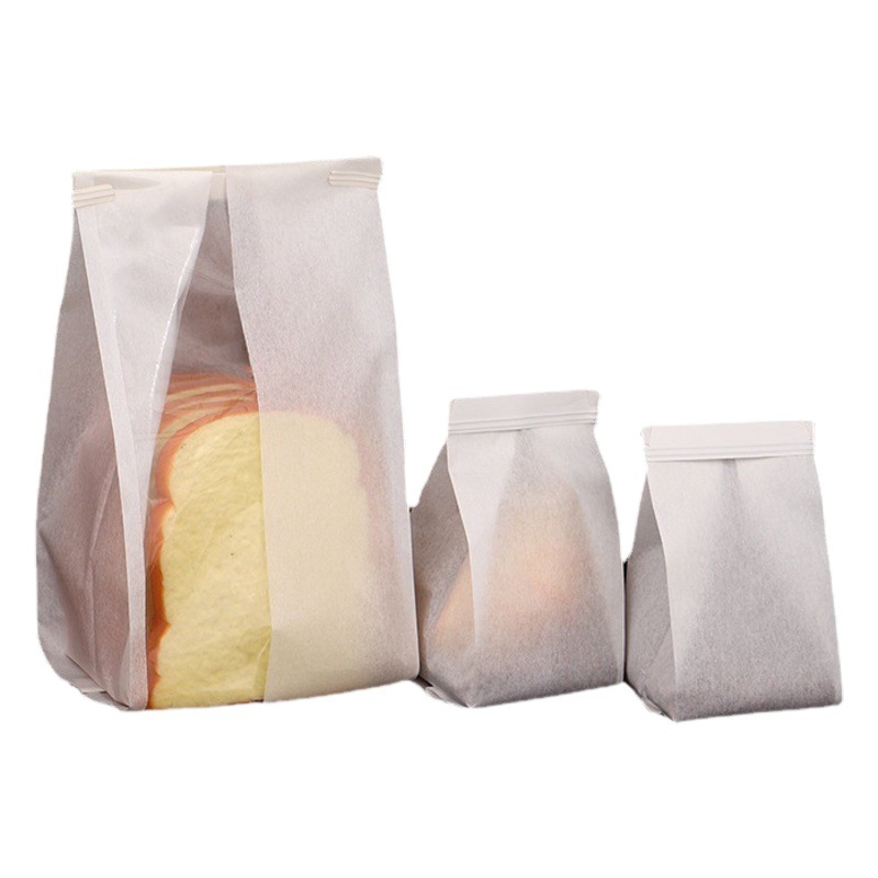 Window bread toast bag film customized transparent baking cake cotton paper bag breakfast pastry oil-proof packing bag