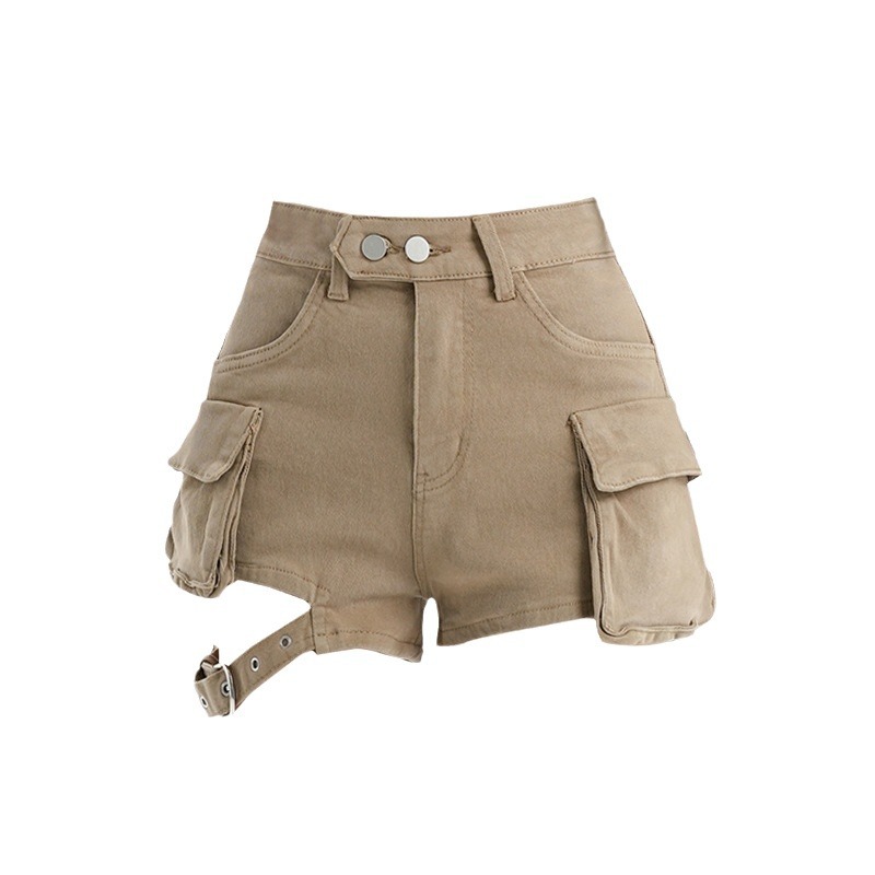 Picture of 2024 Summer New Style Hot Internet Hot Spice Girls Stretch Slim-fit Shorts Women's High Waist Military Workwear All-match Denim Shorts