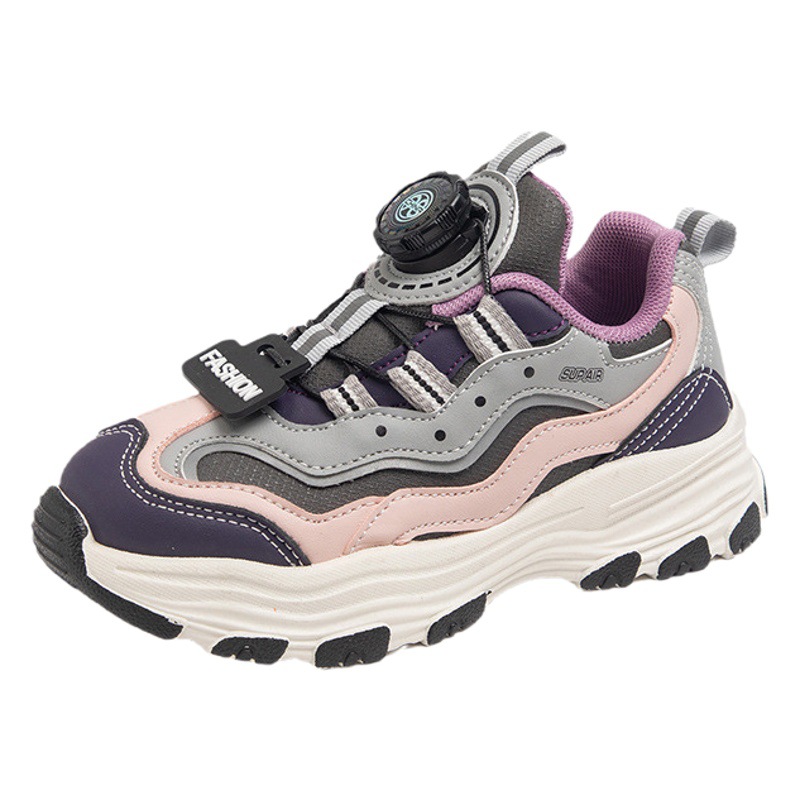 Fashion Spring and Autumn sneaker boys and girls daily versatile casual shoes teenagers outdoor running shoes rotating button