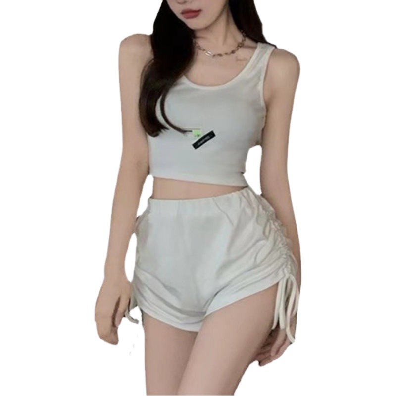 With cotton new sports casual pants women's summer sexy hot pants drawstring high waist shorts loose wide leg pants wholesale