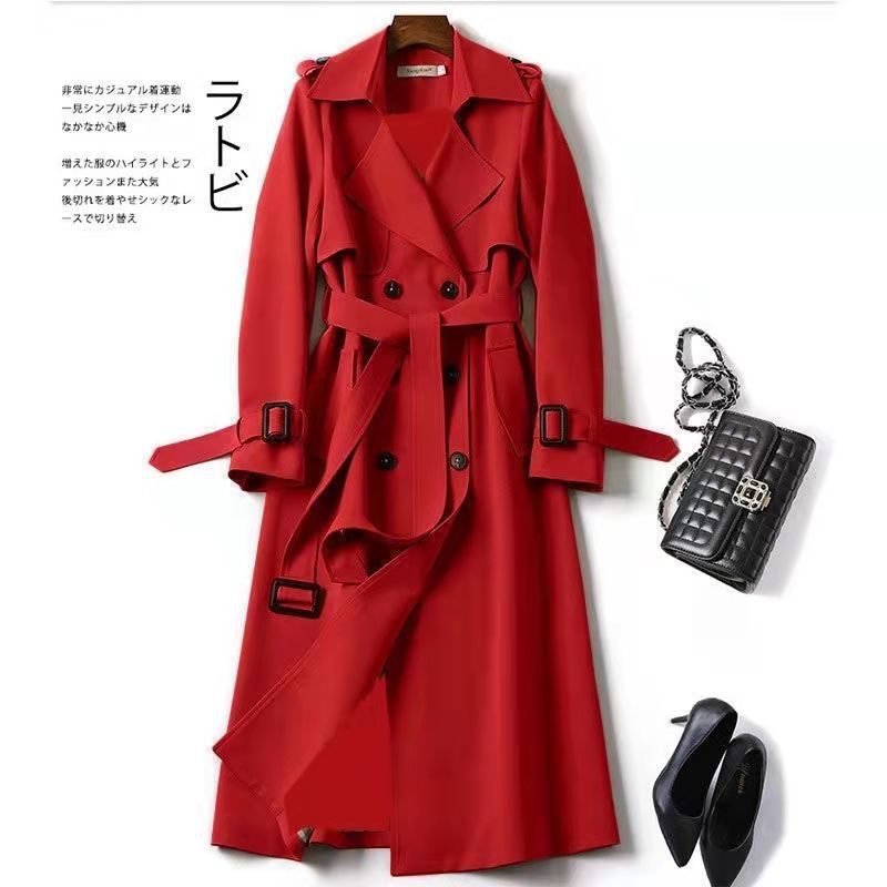 Picture of Black Trenchcoat Women's Mid-length 2024 Spring and Autumn New Korean Style Petite Popular British Style Coat Over-the-knee Coat