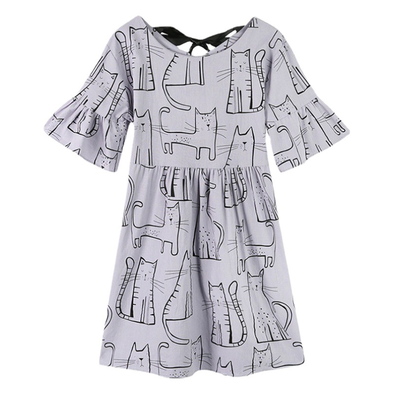 Maternity Dress French Style dress Long Sweet Tea Break Dress Short Sleeve Pregnant Women Casual Cartoon Dress Thin Summer Dress for Women