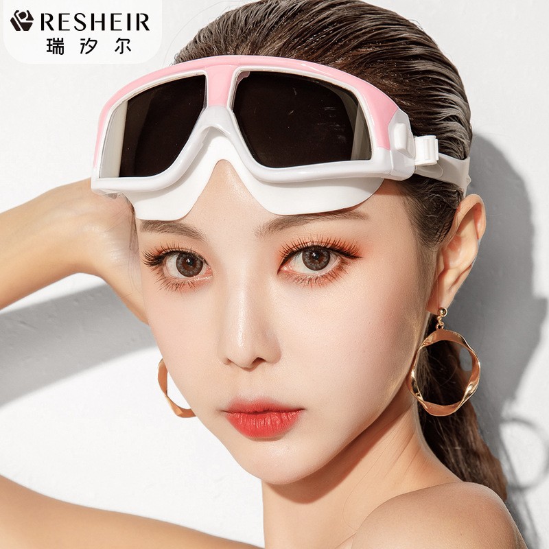 Factory direct sales of Ruixier swimming goggles goggles men's and women's swimming glasses HD anti-fog myopia large frame adult diving
