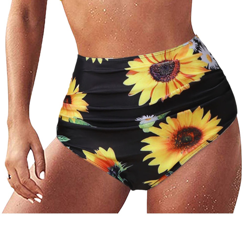 Cross-border 2021 European and American New Bikini Explosions Fashion Sexy Digital Printed High Waist Swimming Trunks