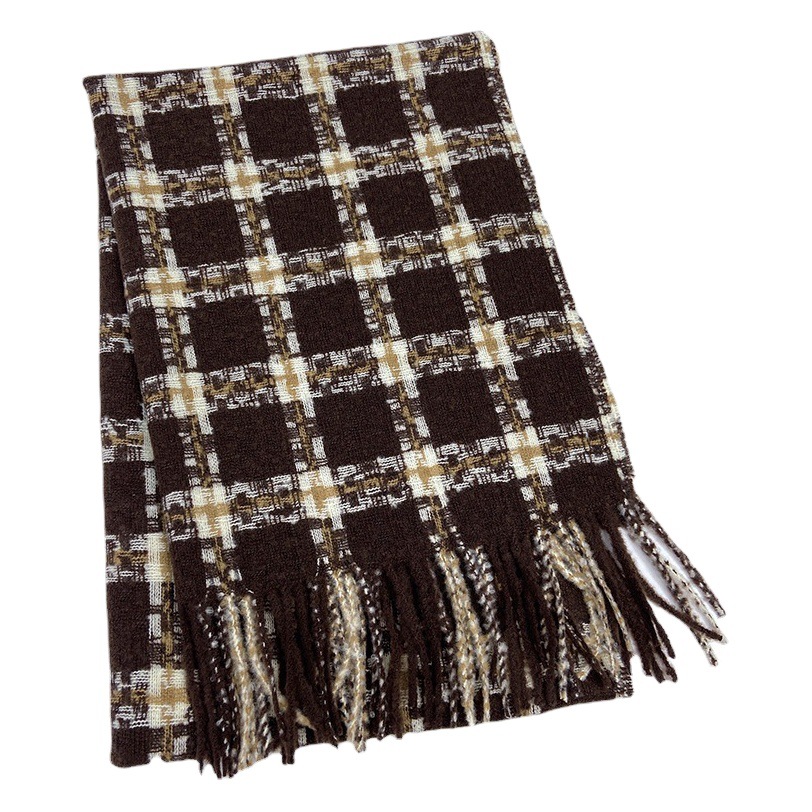 Autumn and winter plaid scarf women's 2024 new Korean students cashmere warm scarf men's fashion shawl wholesale