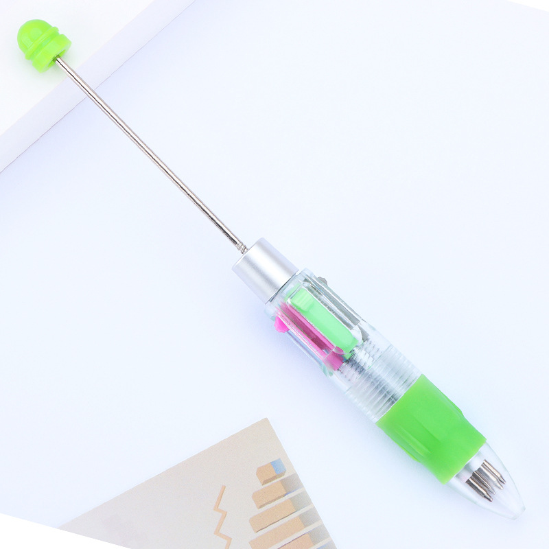 Picture of Factory Direct four-color beaded pen DIY multi-color refill ballpoint pen key mark press plastic gift pen