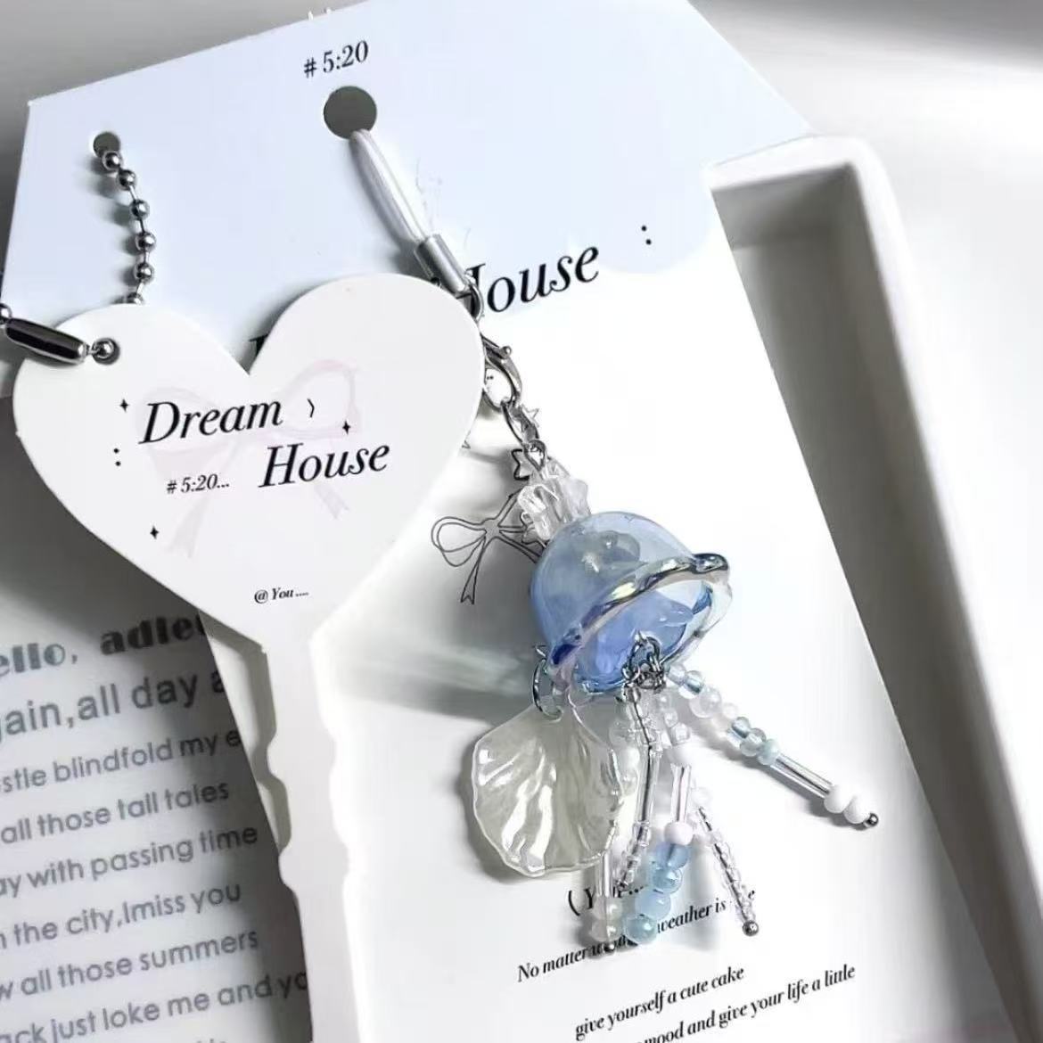 [Big Shell Blue Jellyfish] Ghost Sail Peripheral Impression Mobile Phone Chain Pendant Ccd Hanging Chain Hand Ledger Wind Chime
