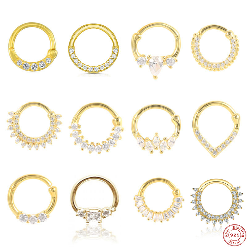 Sterling Silver S925 Body Piercing Cartilage Round Nose Ring Open Ring Piercing Seamless Fashion Nose Ring Earrings Earrings