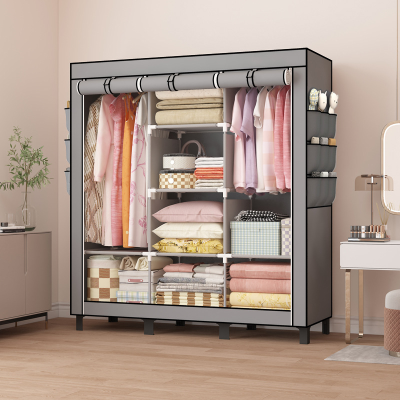 Picture of Big Foot Cloth Wardrobe Simple Wardrobe Amazon Hot-selling Bedroom Wardrobe Storage Dormitory Bedroom Hanging Wardrobe Clothes Cabinet