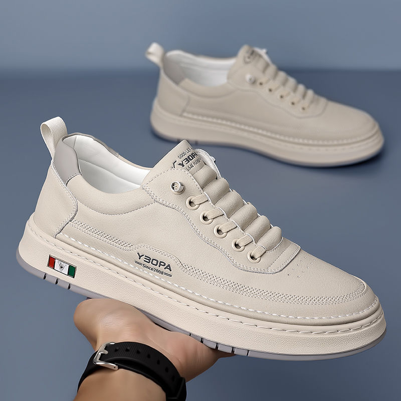 White Shoes New Men's Business Casual Leather Shoes Men's Handmade on-line plus size 48 Youth Joker Shoes 7088