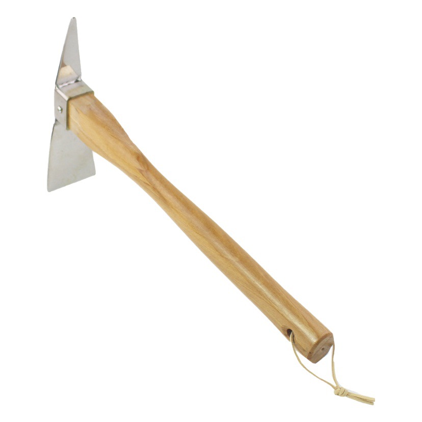 Wooden handle stainless steel claw hoe thick one hoe dual-purpose loose soil digging soil flower cultivation strong and durable rust-proof garden tools