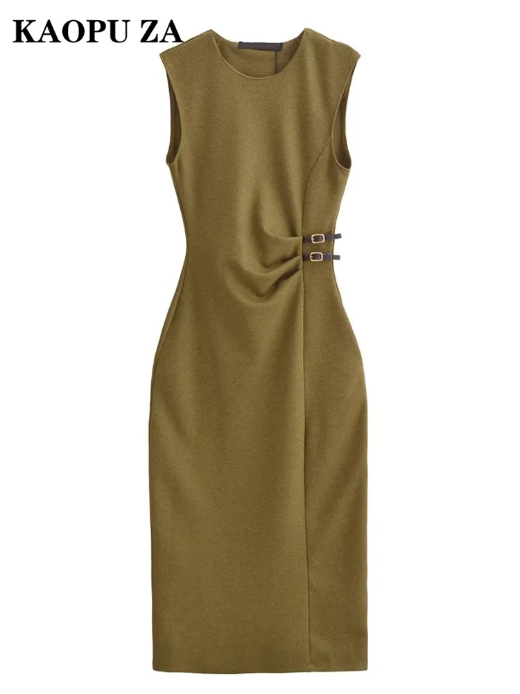 Kaopu Za Export Order 1 Spring New Dress Women's European and American Style Sleeveless Round Neck Elegant Design Niche