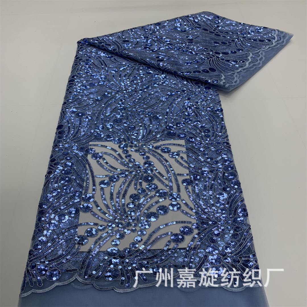 Full-width Composite line sequined mesh fabric African Middle East women's wedding dress dress lace cloth JX3970