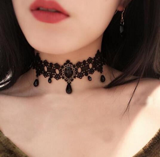 Picture of Cross Border Accessories Women's Neck Strap Court Gothic Spice Girl Neck Chain Lace Necklace Choker Clavicle Chain Collar Collar Vintage