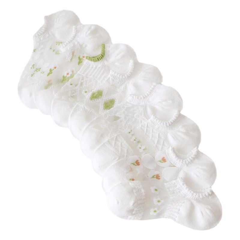 Socks Women's Summer Thin Glass Silk Breathable Socks Invisible Socks Silk Mesh Boat Socks Non-slip Shallow Mouth Crystal Socks