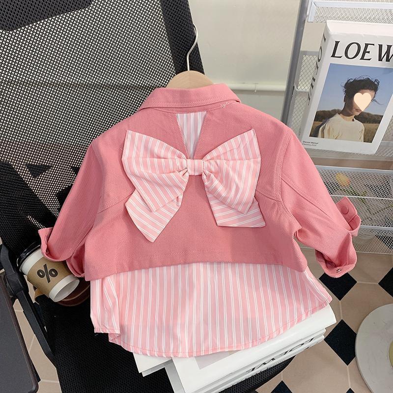 Girls' Coat Children's Shirt 2024 Spring Clothes for Baby Girls Spring and Autumn Korean Shirt Children's Thin Top Trendy
