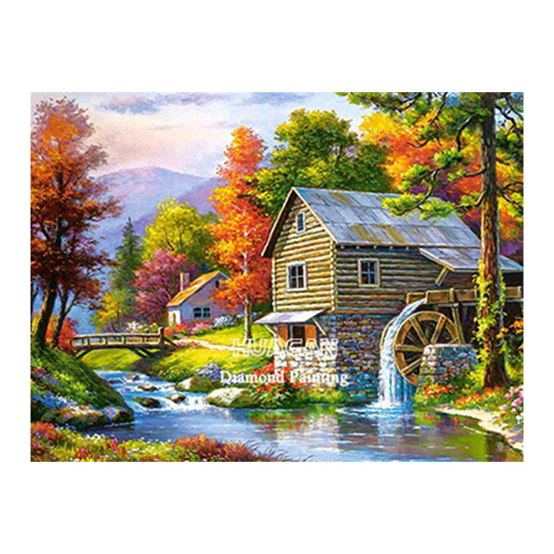 Picture of 5d diamond painting 2021 new full diamond back garden living room handmade crystal dot stick diamond brick sticker cross stitch