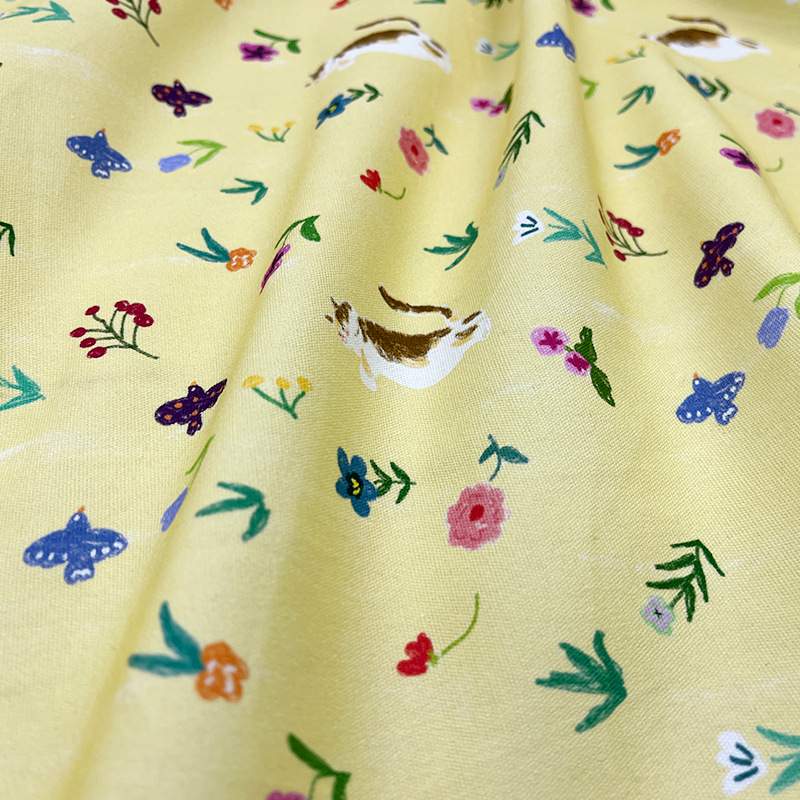 Cotton Canvas 1.5m Width 1.0m Price Floral Kitten Bag Jacket Vest Handmade DIY Fabric