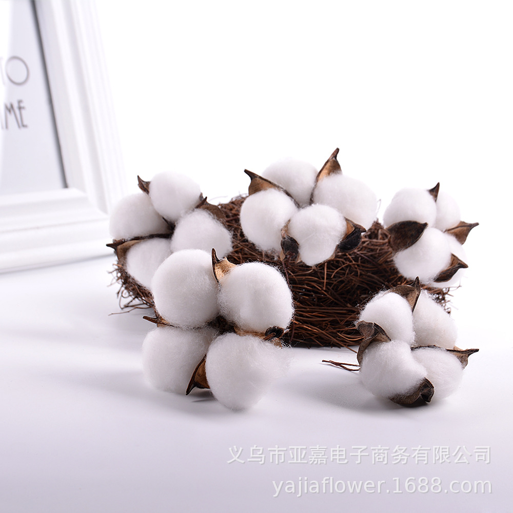 Simulated Single-Head Kapok Head DIY Handmade Garland Making with Wire Natural Dried Flower Branches Cotton Home Decoration