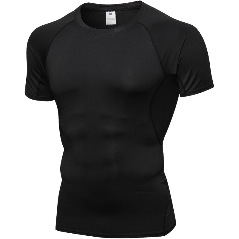 Men's Pro Fitness Sports Running Training Short-Sleeved Sweat-Wicking Quick-Drying Breathable Elastic Tight Clothes B0008