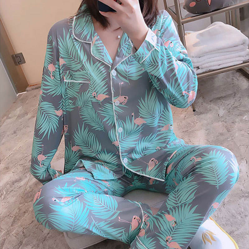 Picture of Japanese Pajamas Women's Spring and Autumn Long Sleeve Cardigan Cute Printed Radish Student Home Clothes suit Cross-border Southeast Asia