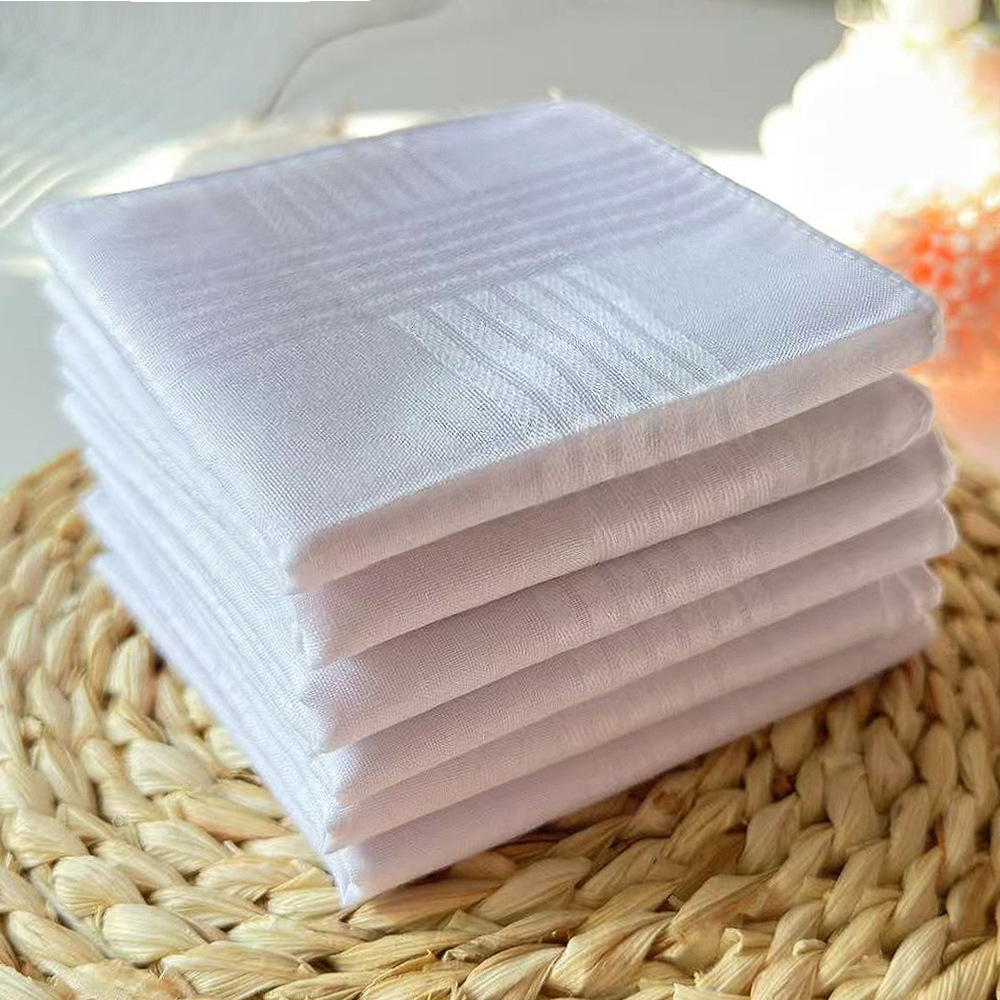 in stock Cotton 40cm White Satin Handkerchief Amazon White Scarf Men's Cotton Handkerchief DIY Plus logo