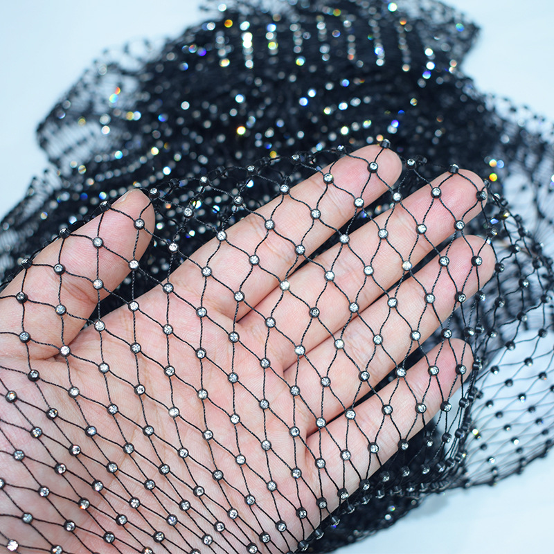 Fishing net drill fabric stretchable drill hollow top diamond mesh fabric garment accessories rhinestone elastic mesh wire drill
