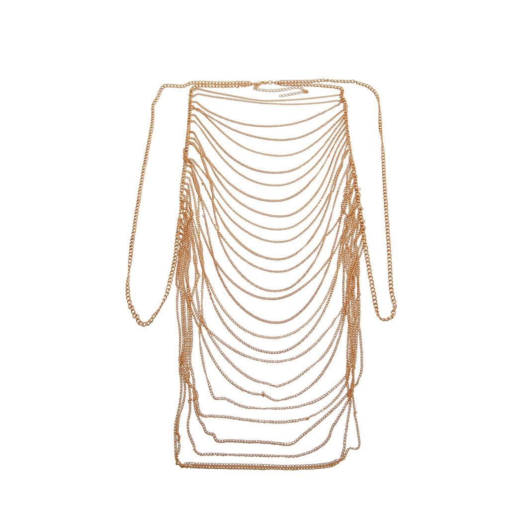Picture of Hot European and American Jewelry Street Photography Big-Name Multi-Layered Tassel Body Chain Simple One-Piece Chain Body Chain