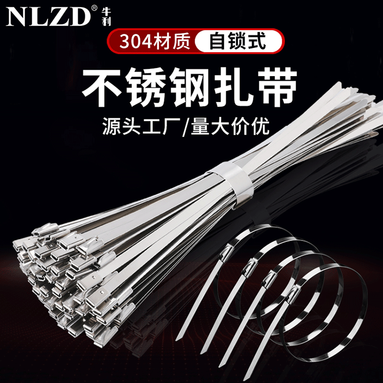 304 stainless steel tie plate 4.6mm wide self-locking metal tie stainless steel tie tie tie factory wholesale