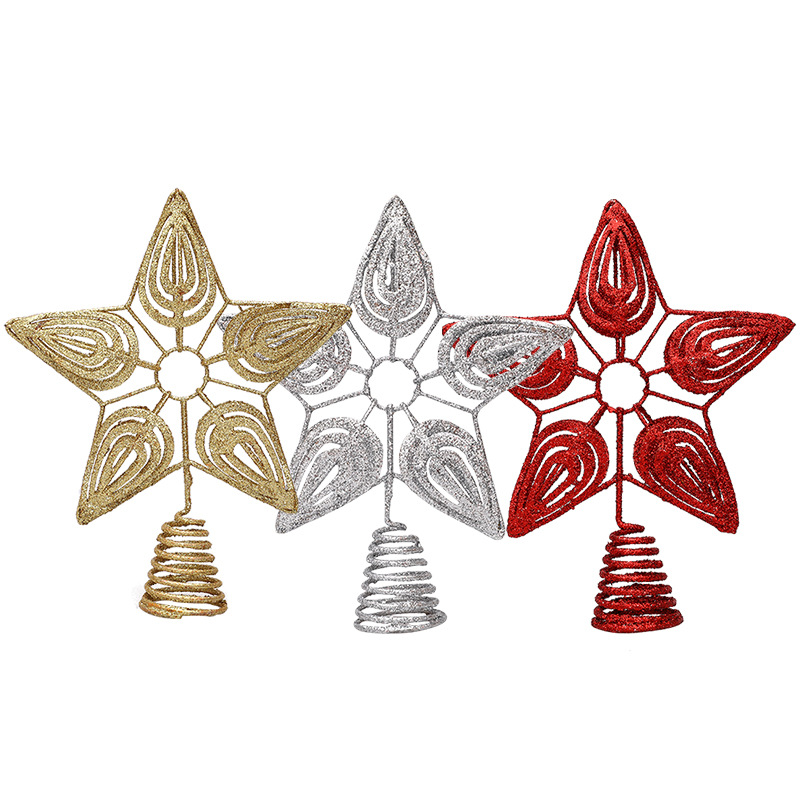Cross-border wholesale New Christmas tree top star wrought iron five-pointed star creative decorative props Christmas tree decoration