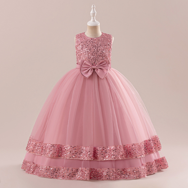Children's Dress Princess Dress Sequin Bow Fashion Model Piano Performance Dress Party Evening Dress Princess Dress