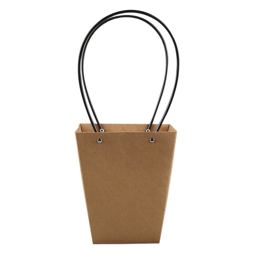 Brown Packing Paper Mini Paper Bag Holiday Flower Handbag Floral Gift Bag Trapezoidal Packaging Chinese Valentine's Day Gift Bag