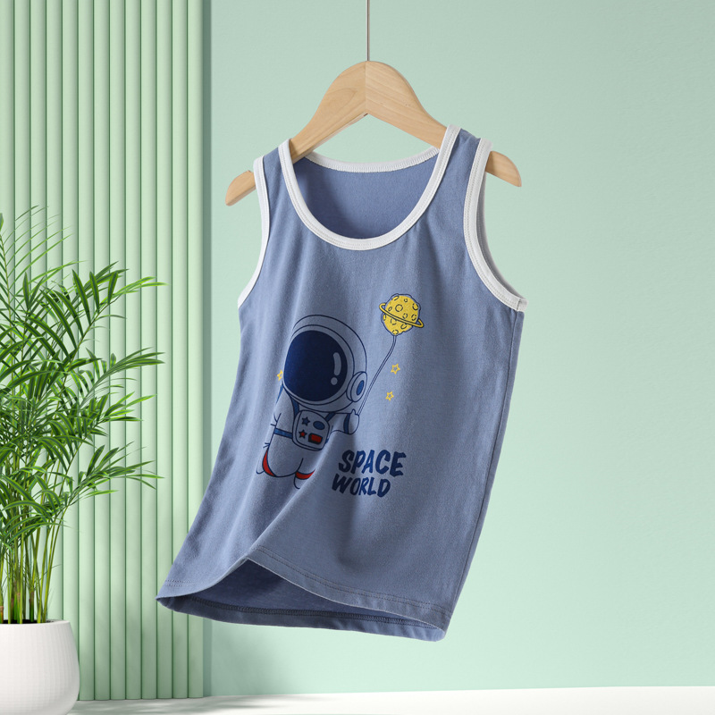 Picture of Summer New Children's Vest Pure Cotton Lycra Thin Top Boys' Girls' Baby Children's Wear Inner Base Vest