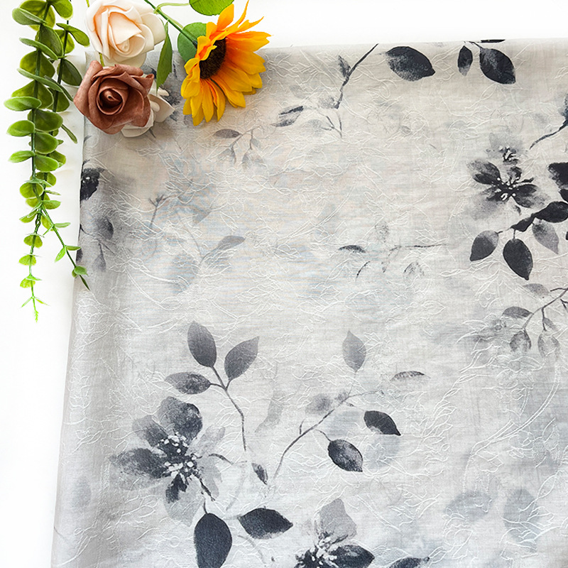 Ink Qingzhi New Chinese style Hanfu cheongsam dress fabric handmade DIY fabric Tencel jacquard fabric
