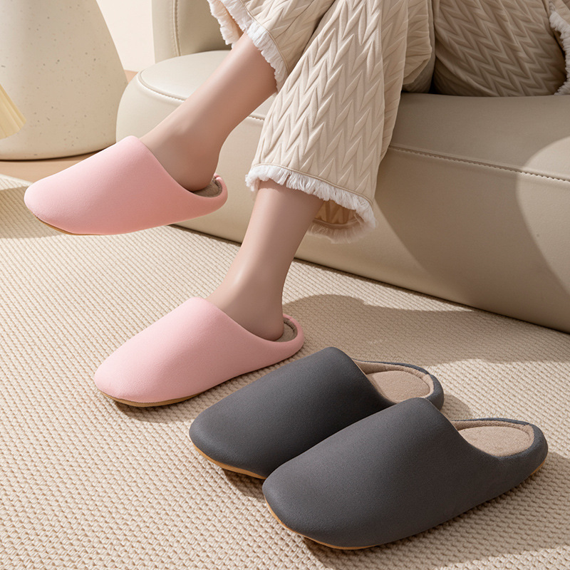 Picture of Japanese-style Office Fabric Slippers Silent Home Autumn and Winter Indoor Non-slip Soft Bottom Breathable Comfortable Couples Cotton Slippers
