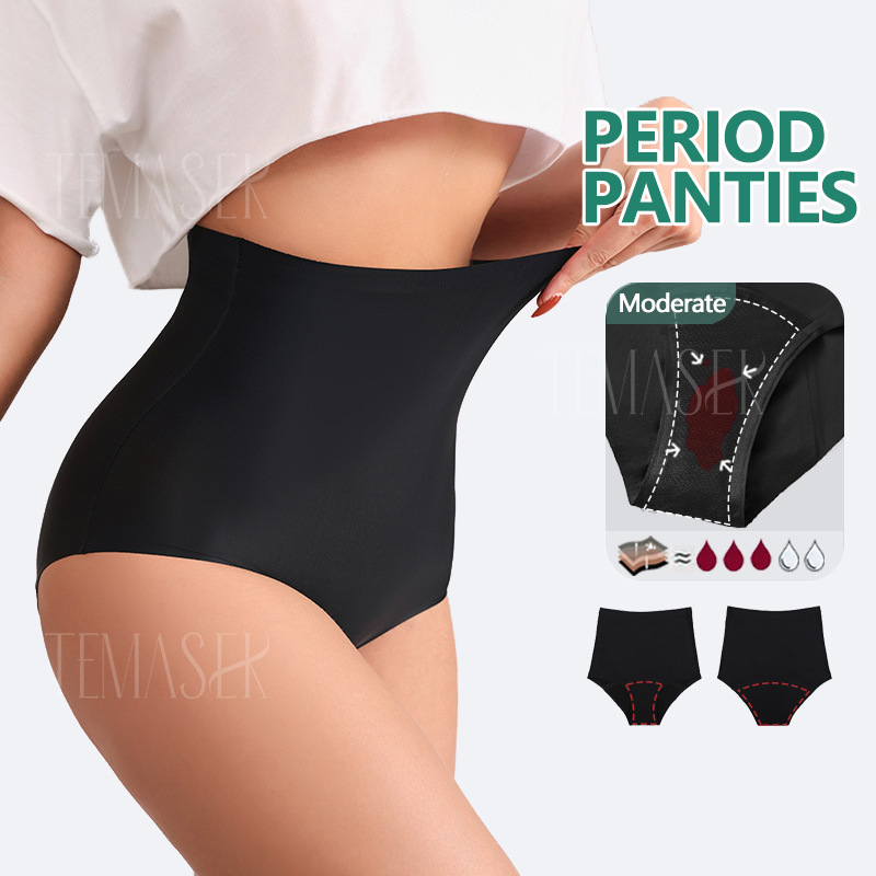 High waist leak-proof physiological pants seamless hip four-layer crotch breathable plus size menstrual underwear in stock wholesale
