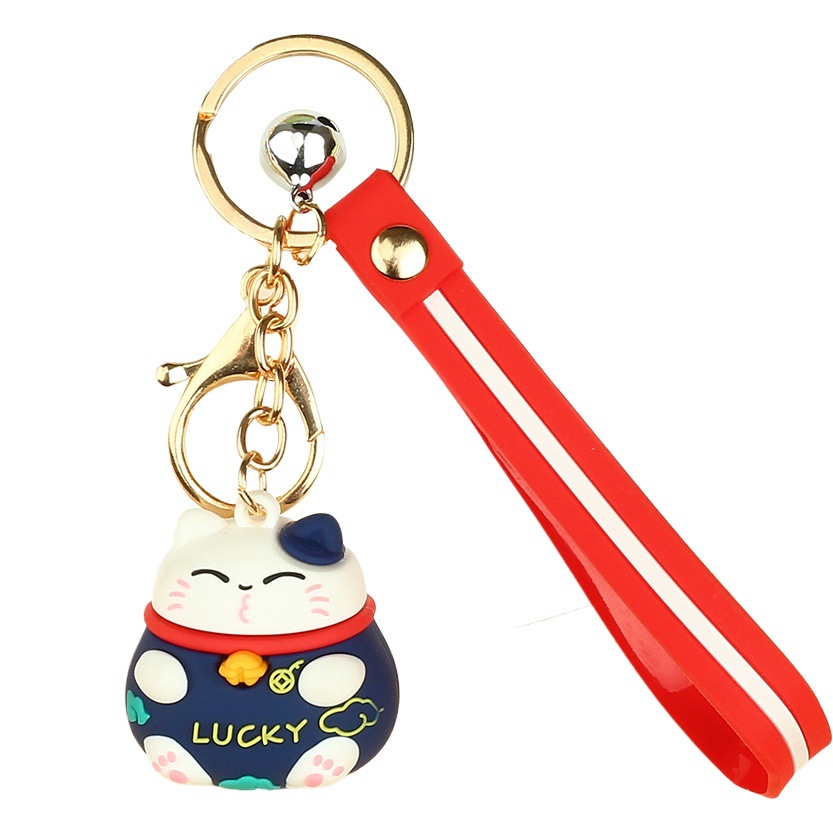 Cross-Border small gifts wholesale cute silicone doll car pendant bag pendant cartoon lucky cat keychain