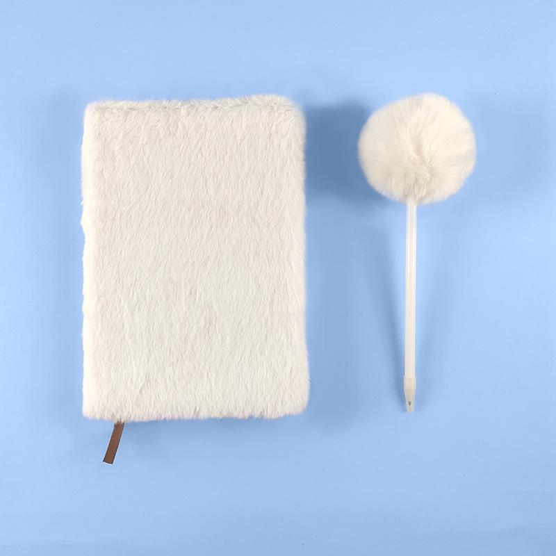 Picture of Cross-Border Simple Plush Notebook Plus Pen Prize Gift Furry Cover Diary Note Set Notebook
